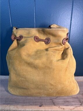 Vintage Gold PFEIL Leather Bucket Tote Bag Germany Large Slouch Hobo